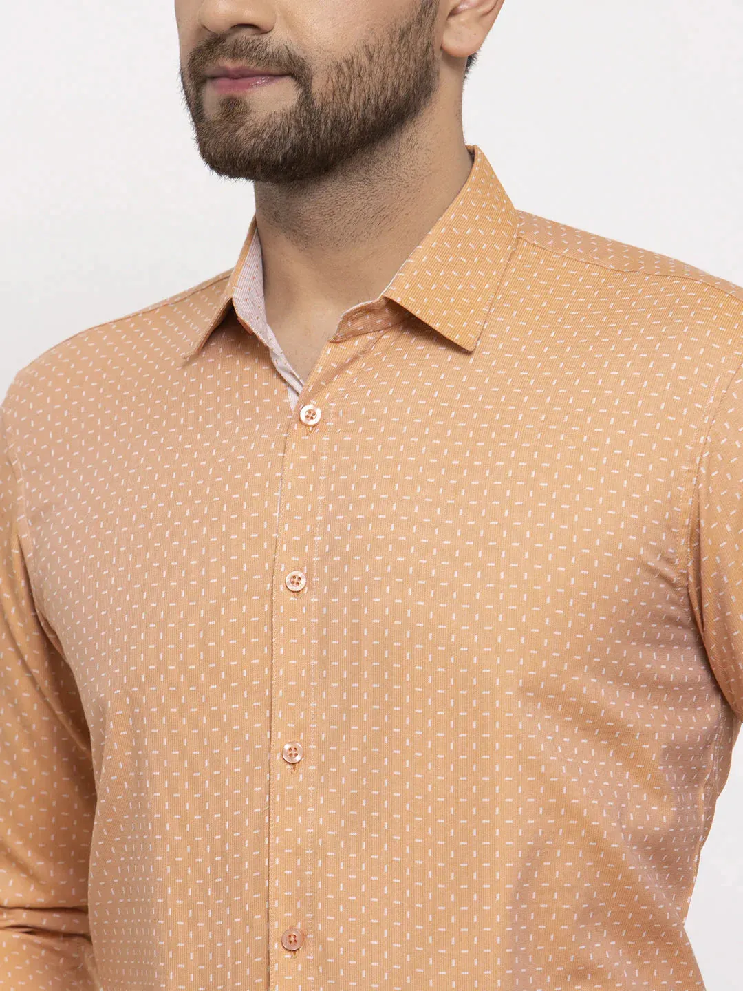 Brown Men'S Cotton Printed Formal Shirt'S