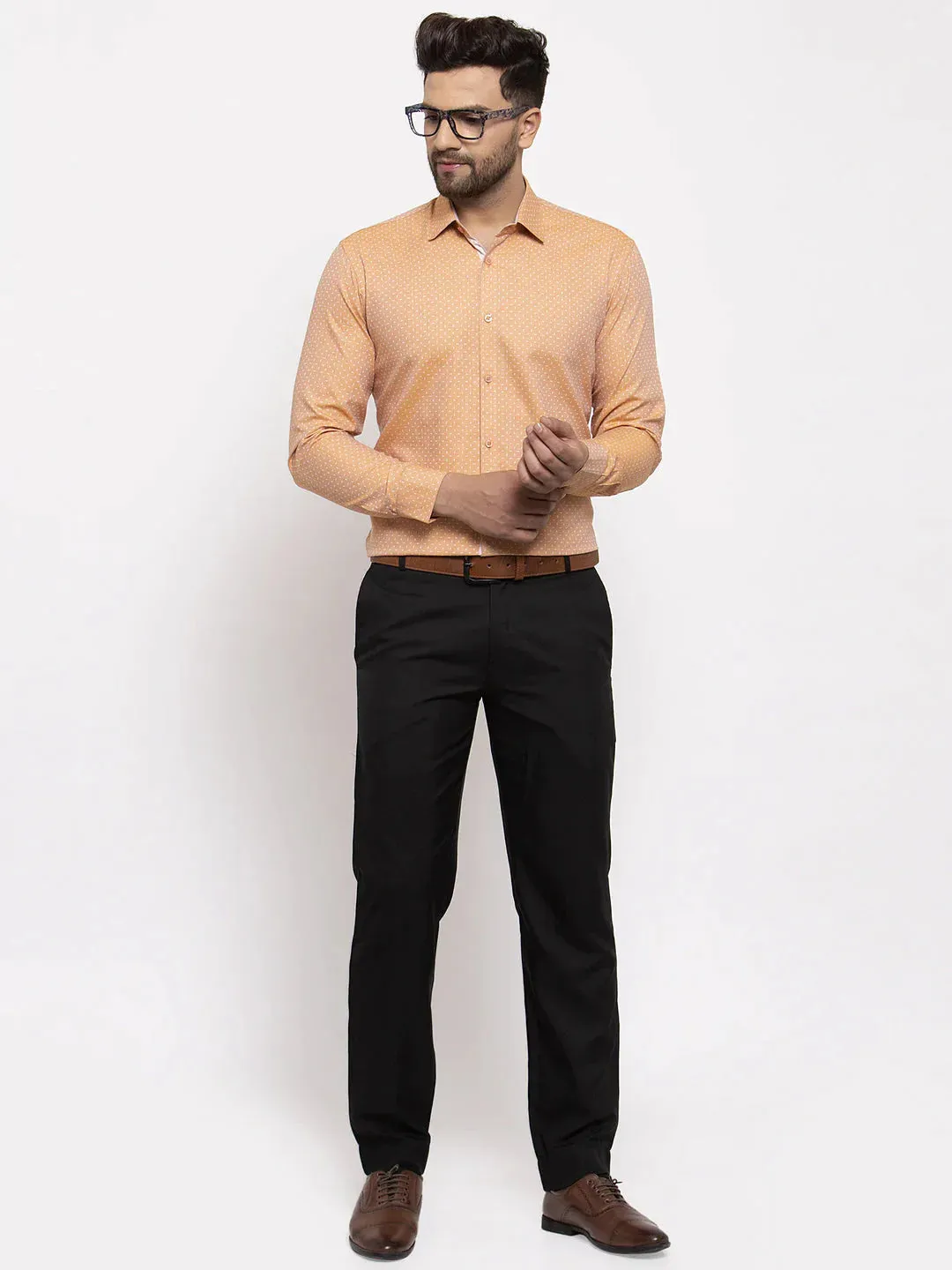 Brown Men'S Cotton Printed Formal Shirt'S