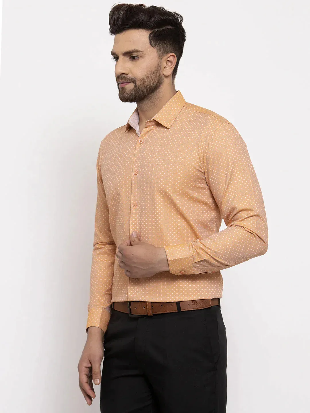 Brown Men'S Cotton Printed Formal Shirt'S