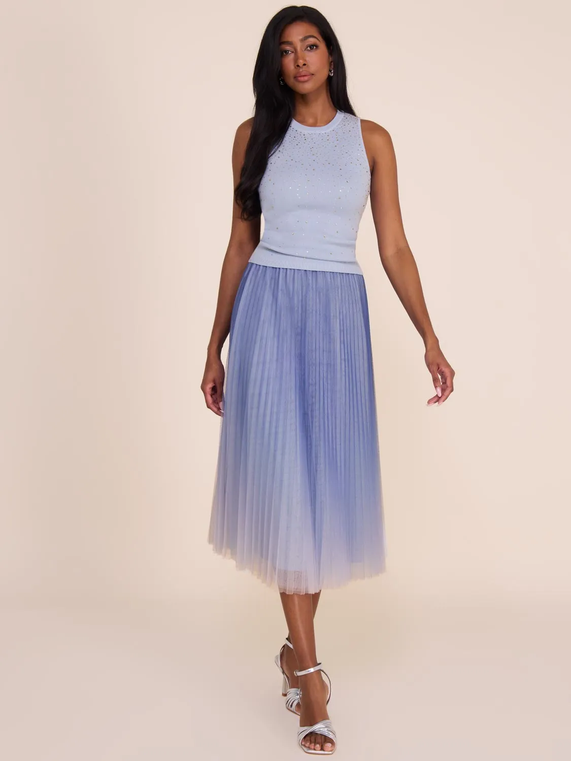 Cascading Rhinestone Sleeveless Top