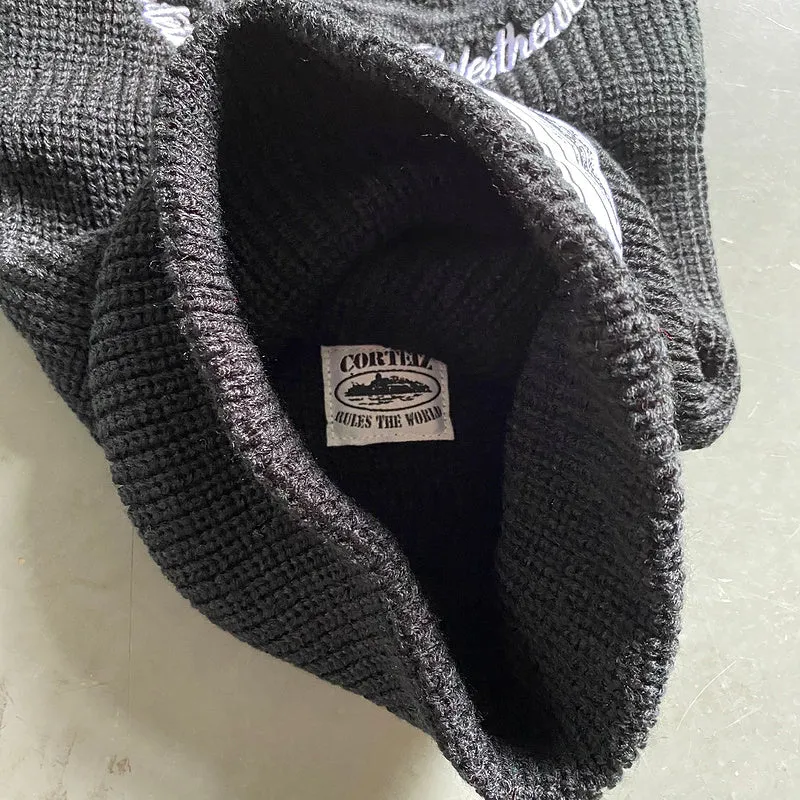 CORTEIZ KNIT BALACLAVA BLACK WHITE