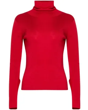 Crimson Silky Turtleneck Top
