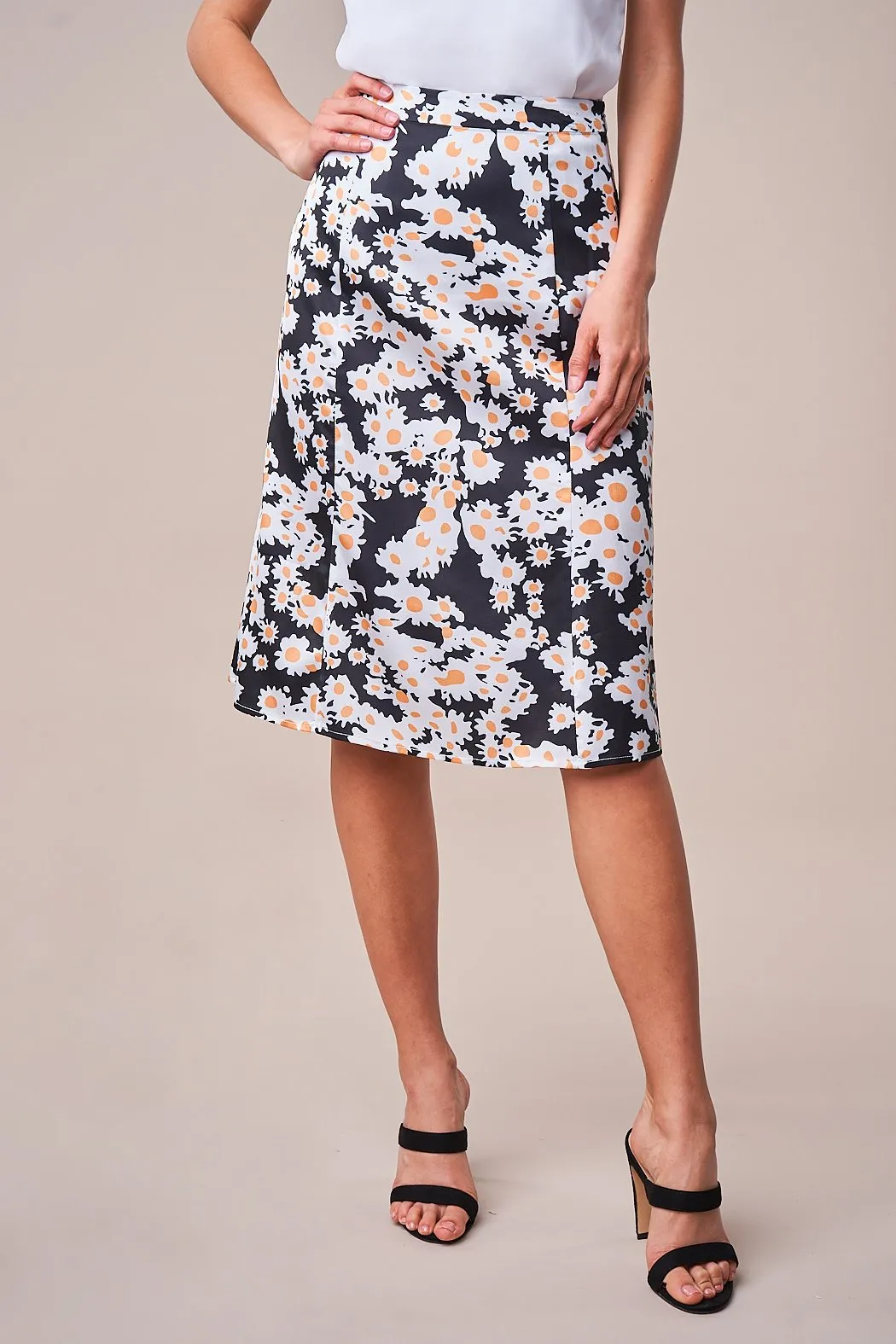 Delicate Sunflower Midi Skirt
