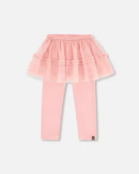 Deux Par Deux Leggings with Tulle Skirt - Mauve Glow Pink