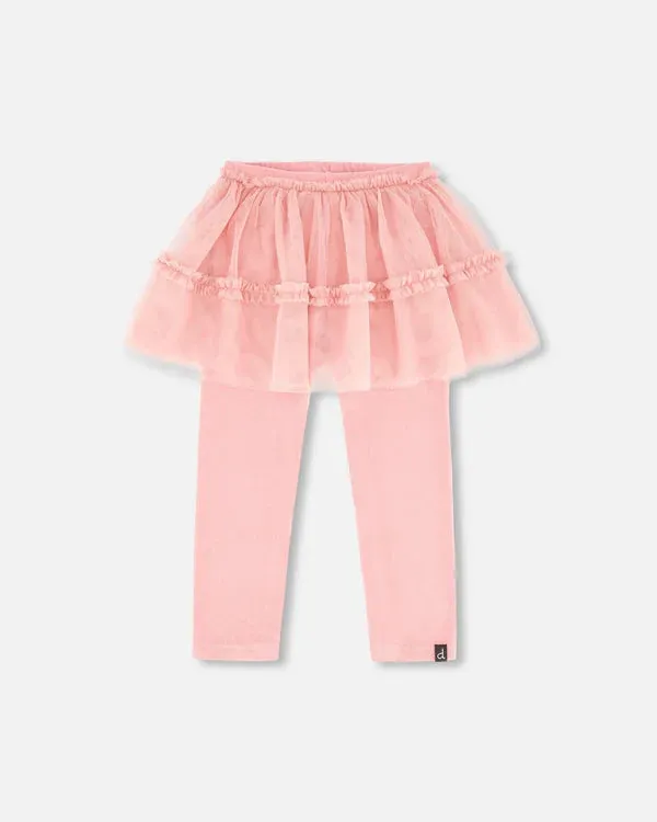 Deux Par Deux Leggings with Tulle Skirt - Mauve Glow Pink