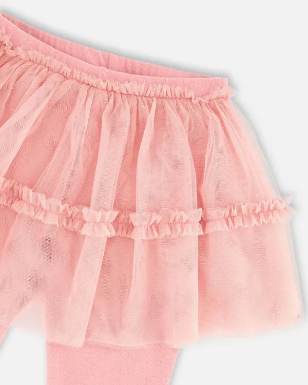 Deux Par Deux Leggings with Tulle Skirt - Mauve Glow Pink