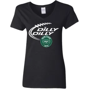 Dilly Dilly New York Jets Nfl Football Women V-Neck T-Shirt