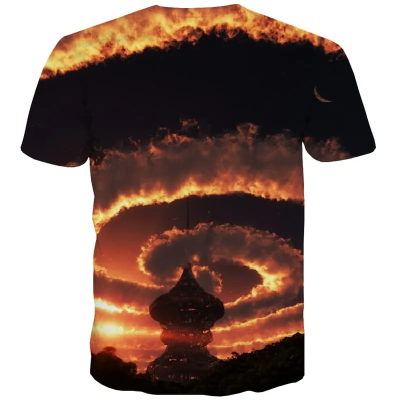 Dizziness T-shirt Men Abstract Tshirts Cool Sun T-shirts Graphic Sunset Glow T-shirts 3d