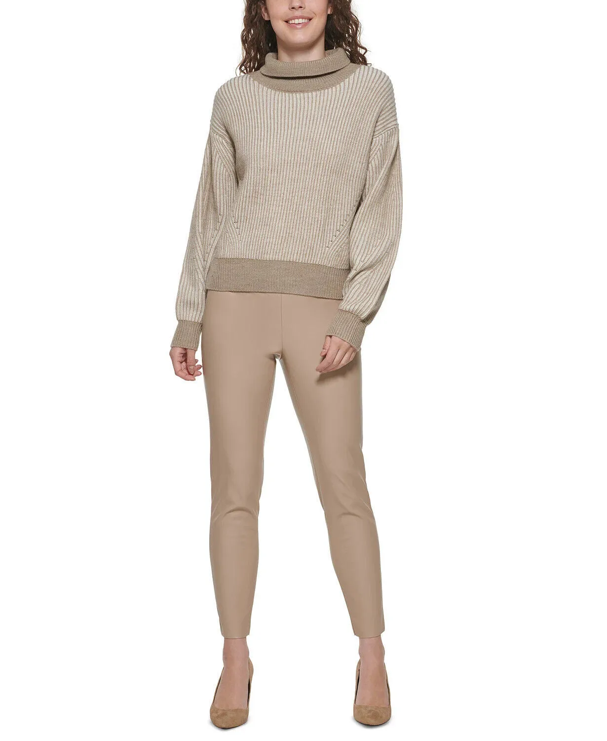 DKNY Turtleneck Contrast Sweater