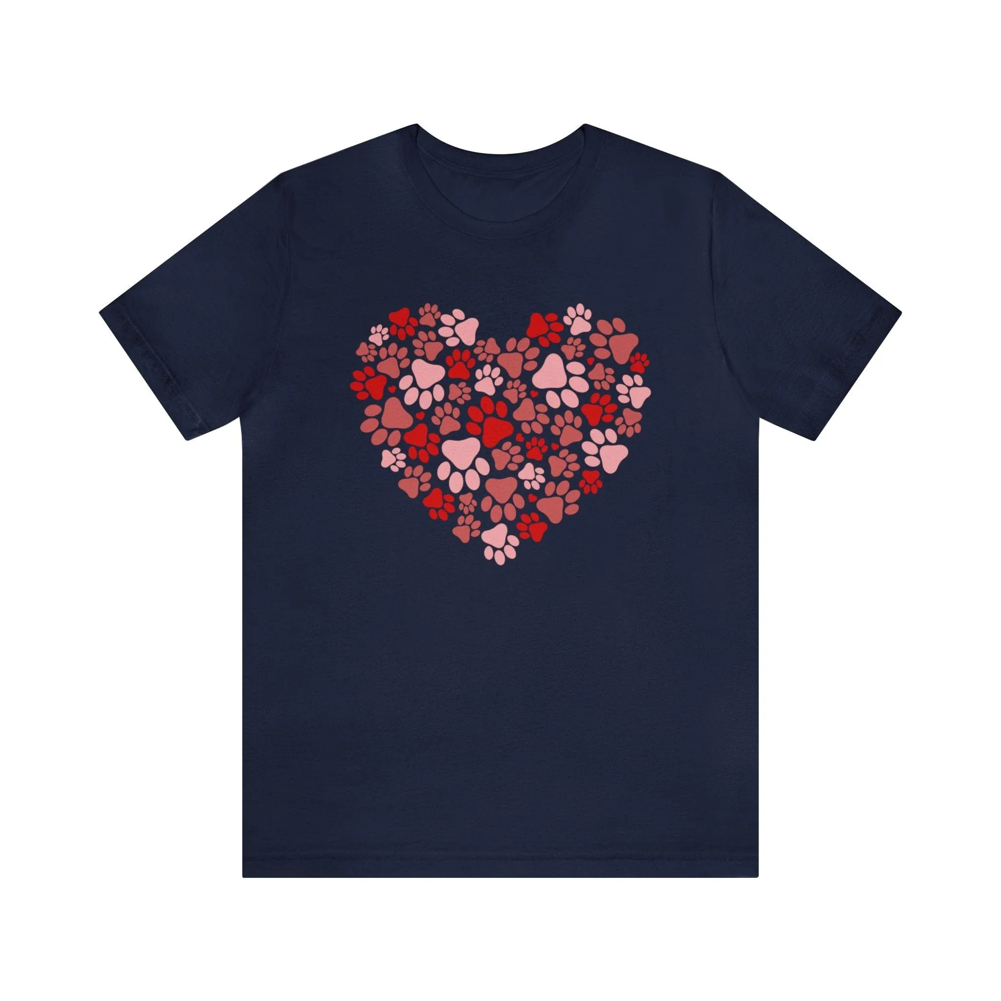 Dog Paw Heart Dog Mom Valentine's Day Short Sleeve Graphic T-Shirt