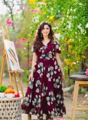 Enchanting Floral Georgette Maxi Dress