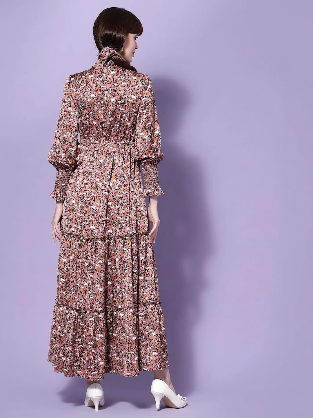 Flawless Women Floral Print Satin Dress | DUSK