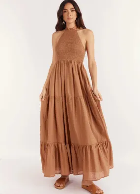 Girl and the Sun - Strappy Helene Maxi Dress - Brown Spot