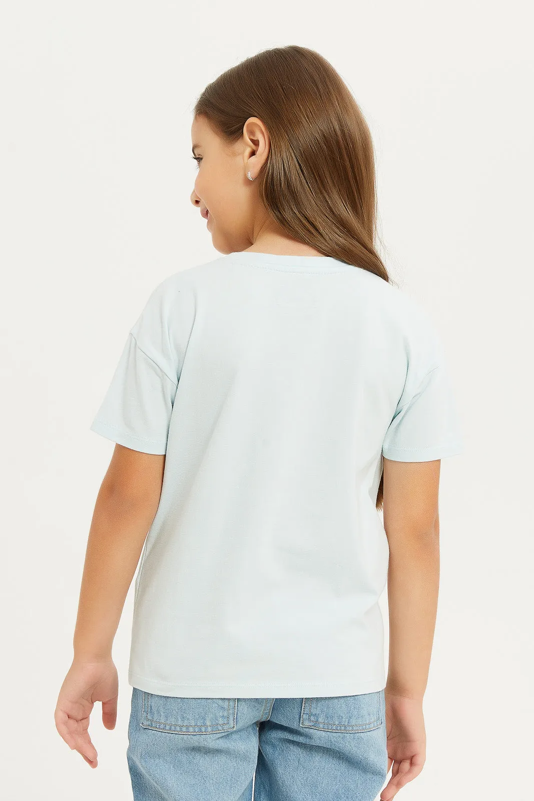 Girls Blue Sequins T-Shirt