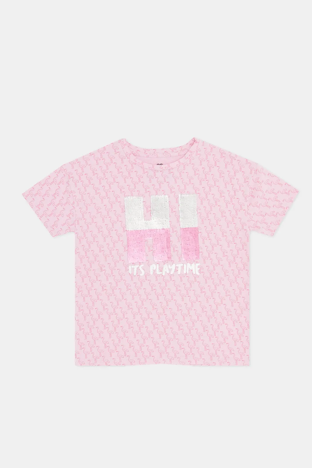 Girls Fuchsia Sequins T-Shirt