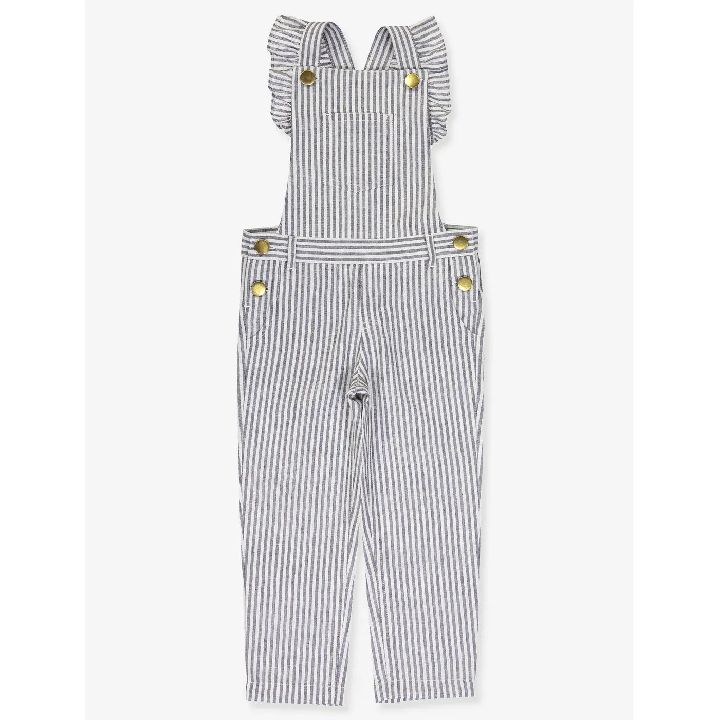 Girls Georgette Overall - Grey Stripes