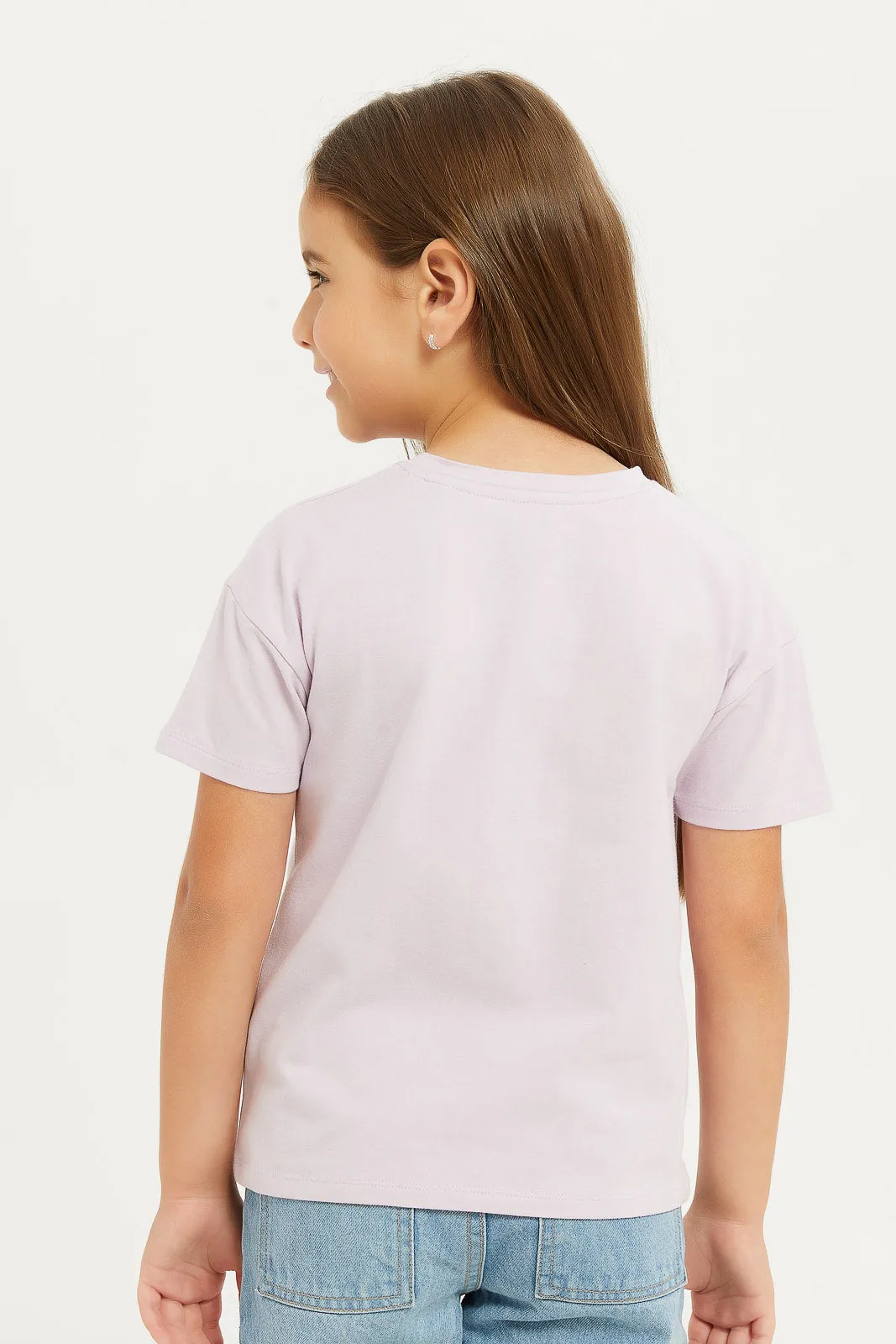 Girls Lilac Sequins T-Shirt