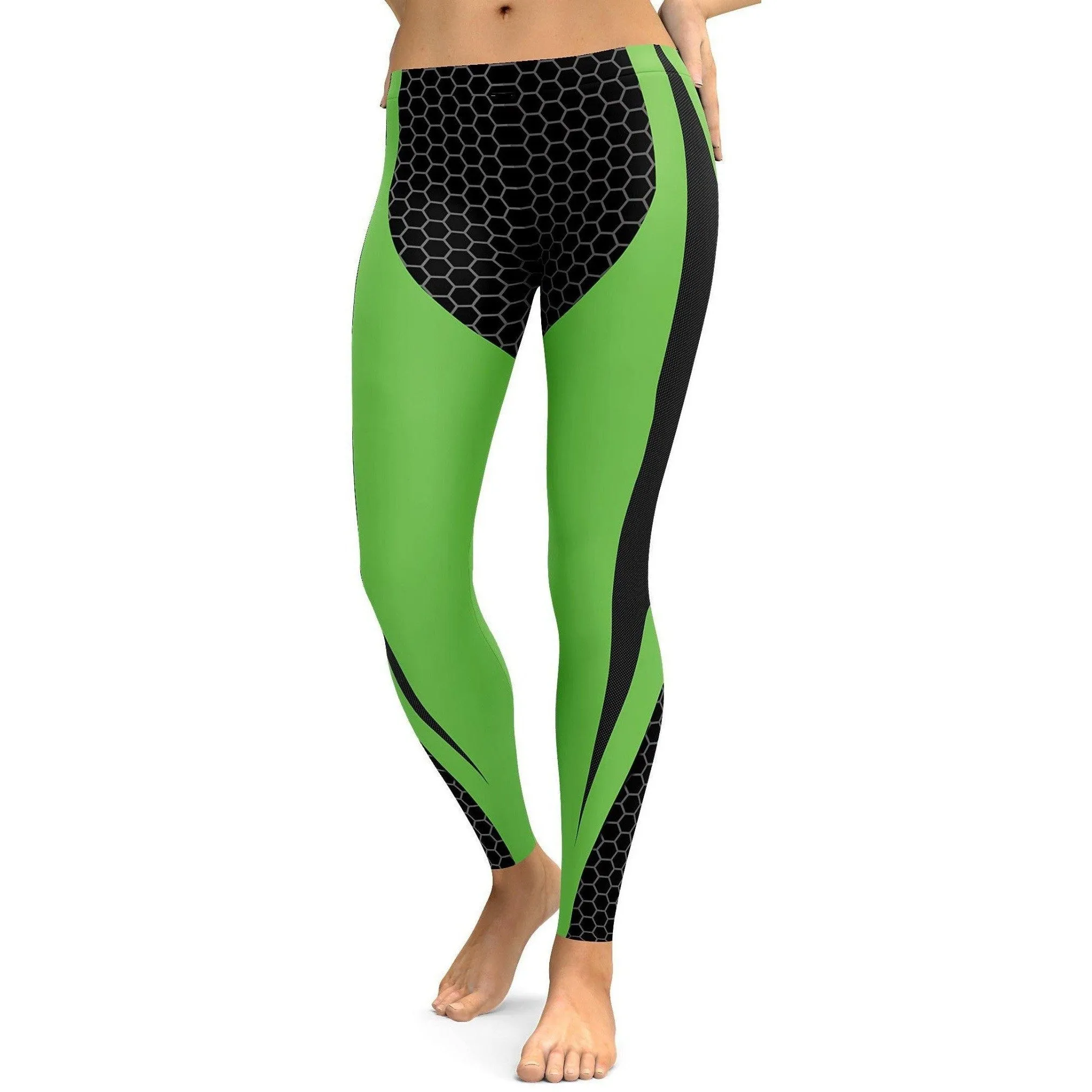 Green Honeycomb Carbon Leggings