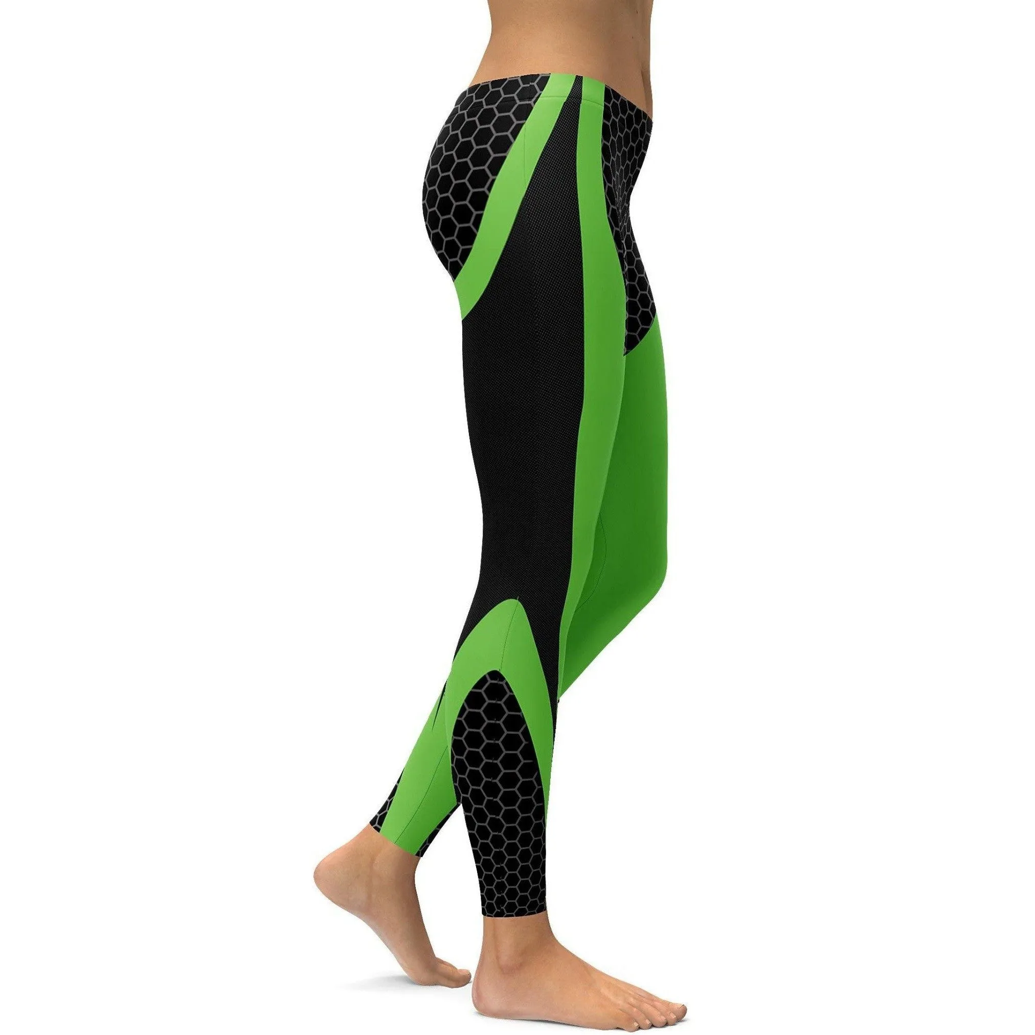 Green Honeycomb Carbon Leggings