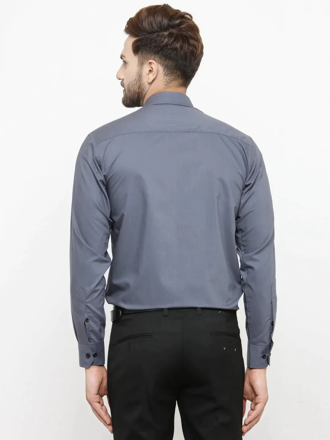 Grey Formal Shirt With Black Detailing