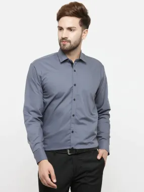 Grey Formal Shirt With Black Detailing