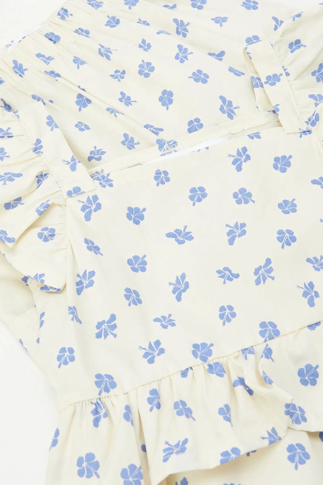Infant Girls Beige Floral All Over Print Set (2 Piece)