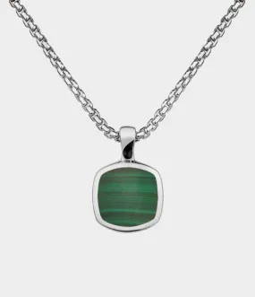 Inlaid Signet Necklace / Sterling Silver / Hand Cut Malachite - Custom Option