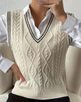 Jasmin Pullover | Gebreide mouwloze pullover met V-hals voor dames