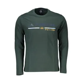 La Martina Elegant Green Embroidered Crew Neck Cotton Tee