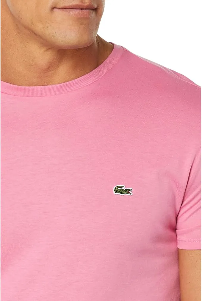 Lacoste Men's Short Sleeve Crew Neck Pima Cotton Jersey T-Shirt Reseda Pink