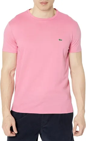 Lacoste Men's Short Sleeve Crew Neck Pima Cotton Jersey T-Shirt Reseda Pink