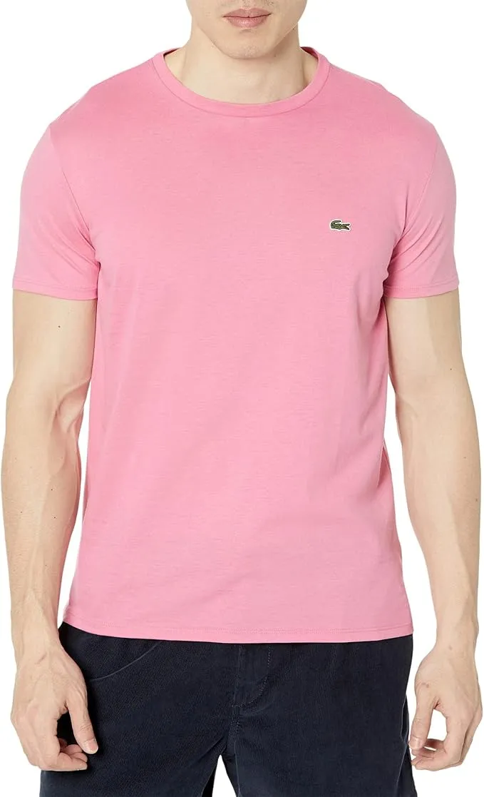Lacoste Men's Short Sleeve Crew Neck Pima Cotton Jersey T-Shirt Reseda Pink