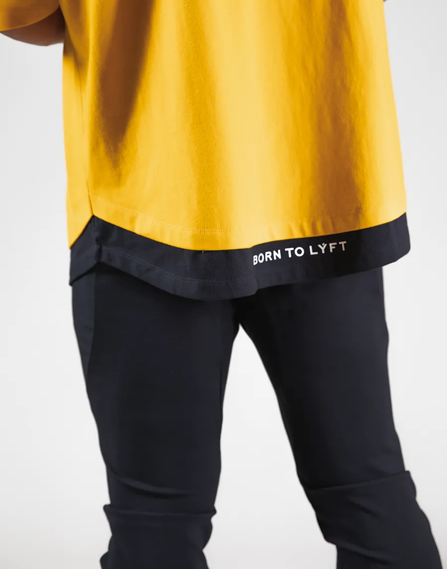 Layered Big T-Shirt "Wide Shoulder" - Yellow