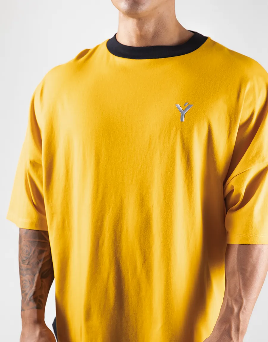 Layered Big T-Shirt "Wide Shoulder" - Yellow