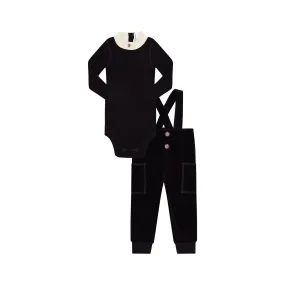 Little Parni Plum Velour Overall Set