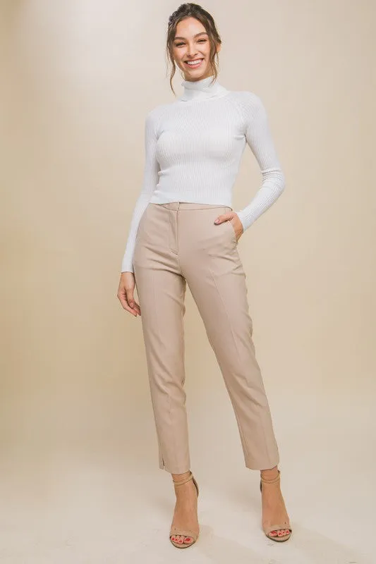 LOVE TREE Turtleneck Ribbed Knit Sweater Top