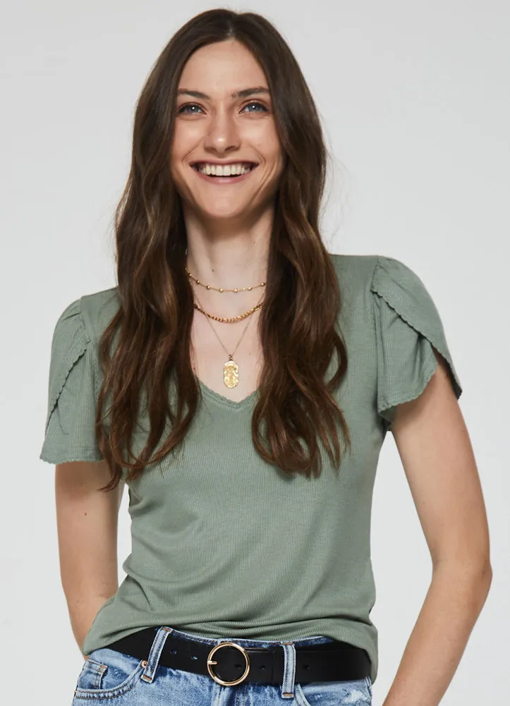 Maddie V-Neck Top in Sagebrush by Another Love