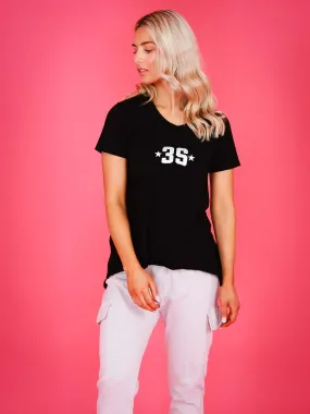 Madelyn 3S Puffy Logo V Neck T Shirt