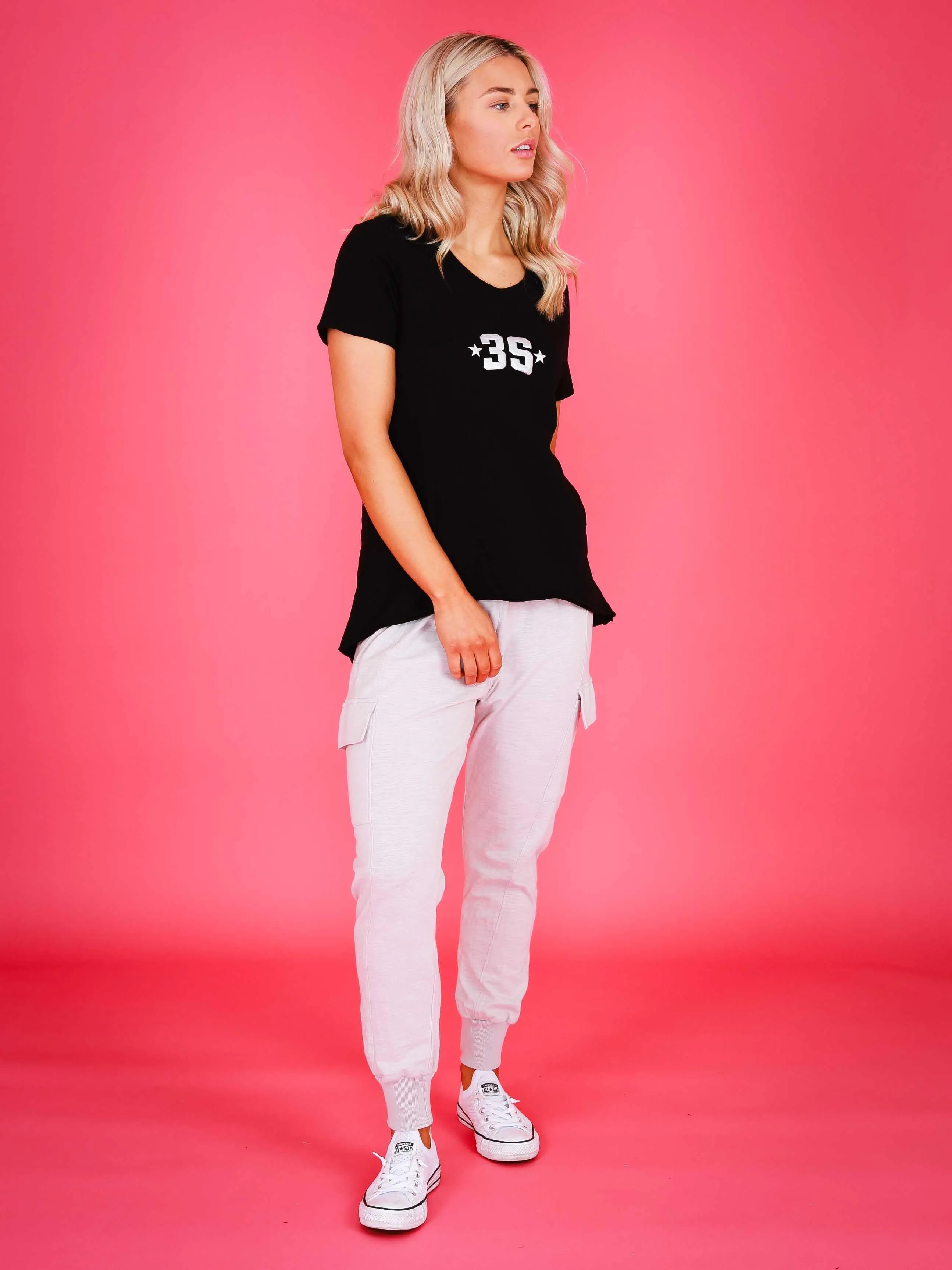 Madelyn 3S Puffy Logo V Neck T Shirt