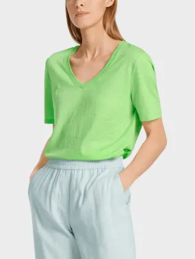 Marc Cain Collections V Neck T Shirt In Apple Green WC 48.34 J54 COL 531