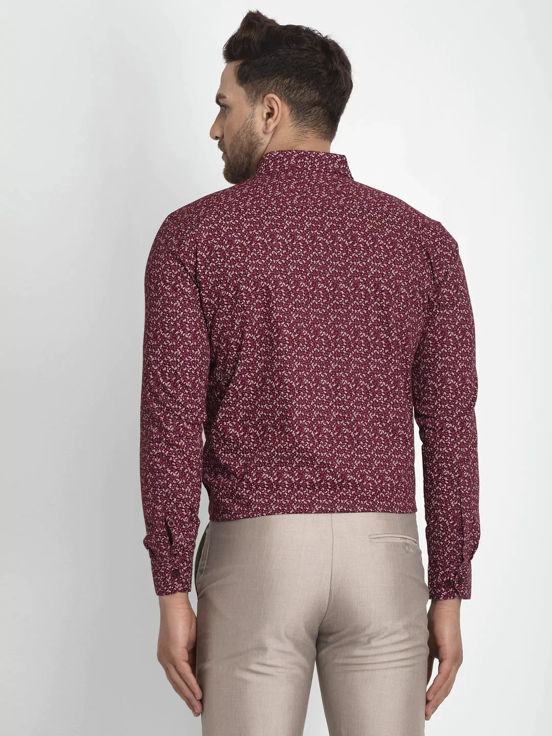 Maroon Printed Formal Shirt