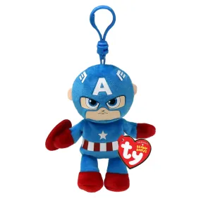 Marvel TY Beanie Boos Plush with Clip, Captain America, 5 Inches, 1 Count
