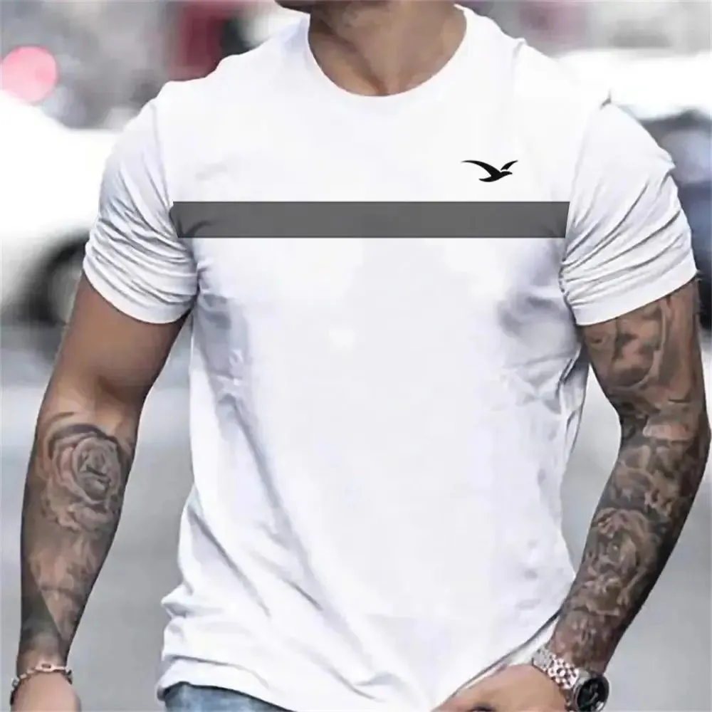Men's Casual Striped Summer T Shirt-Oversized Short Sleeve Top