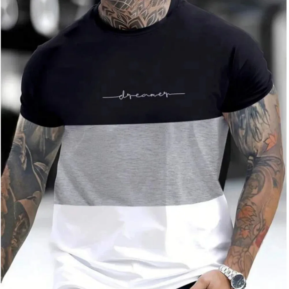 Men's Casual Striped Summer T Shirt-Oversized Short Sleeve Top