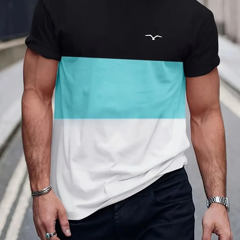 Men's Casual Striped Summer T Shirt-Oversized Short Sleeve Top