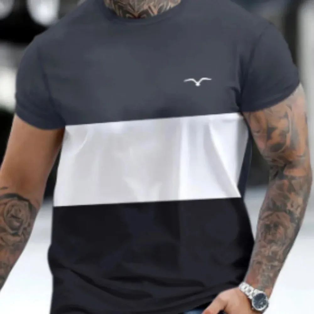 Men's Casual Striped Summer T Shirt-Oversized Short Sleeve Top