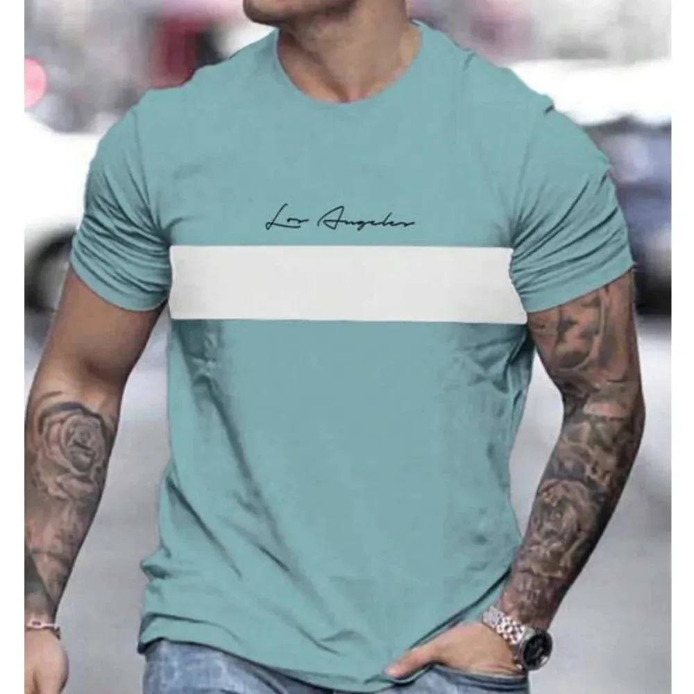 Men's Casual Striped Summer T Shirt-Oversized Short Sleeve Top