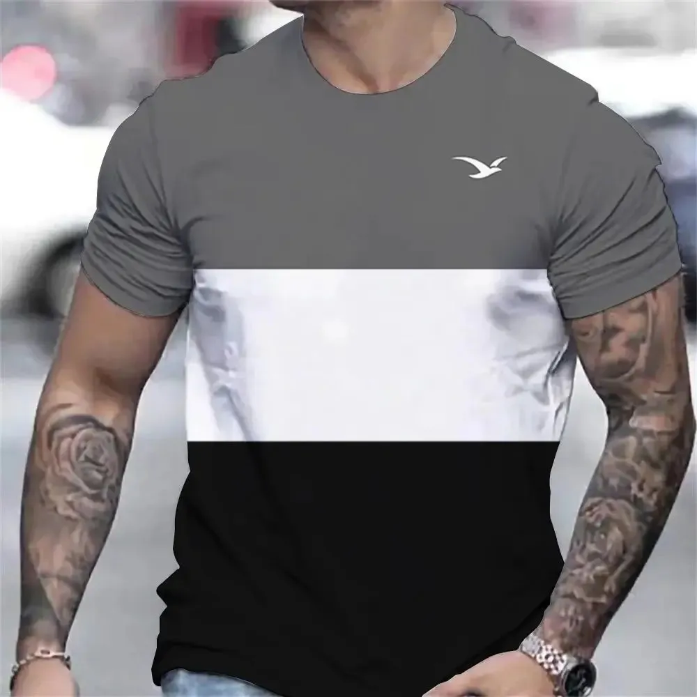 Men's Casual Striped Summer T Shirt-Oversized Short Sleeve Top