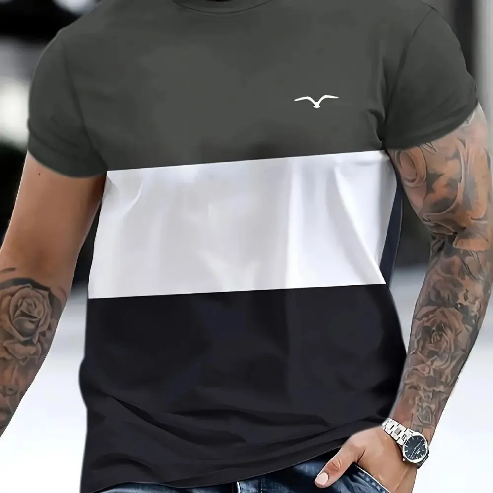 Men's Casual Striped Summer T Shirt-Oversized Short Sleeve Top