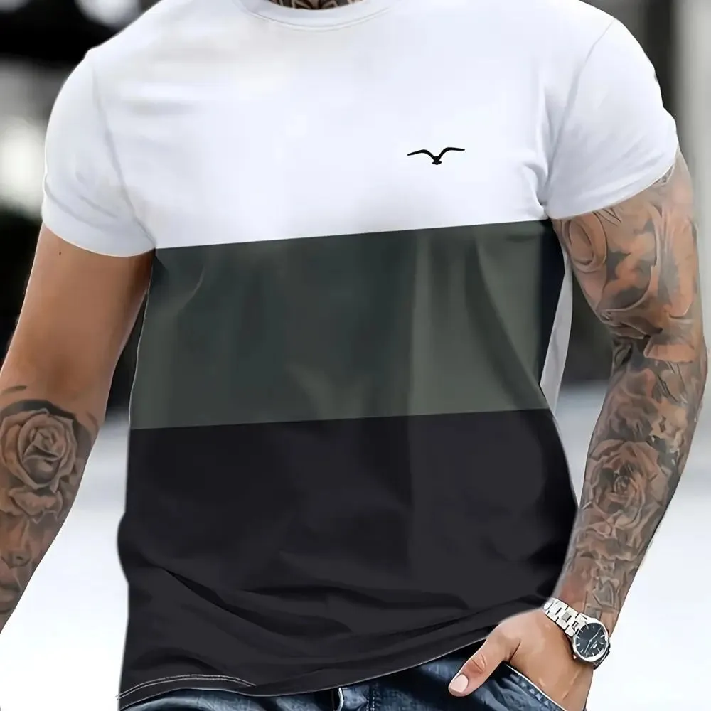 Men's Casual Striped Summer T Shirt-Oversized Short Sleeve Top